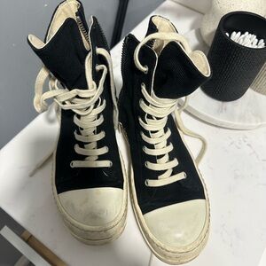 Rick Owens Black High-Top Sneakers